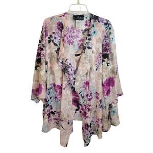 NWT Alex Evenings Pink Floral Lined 2-Piece Tank Top & Jacket Women's Size 1X